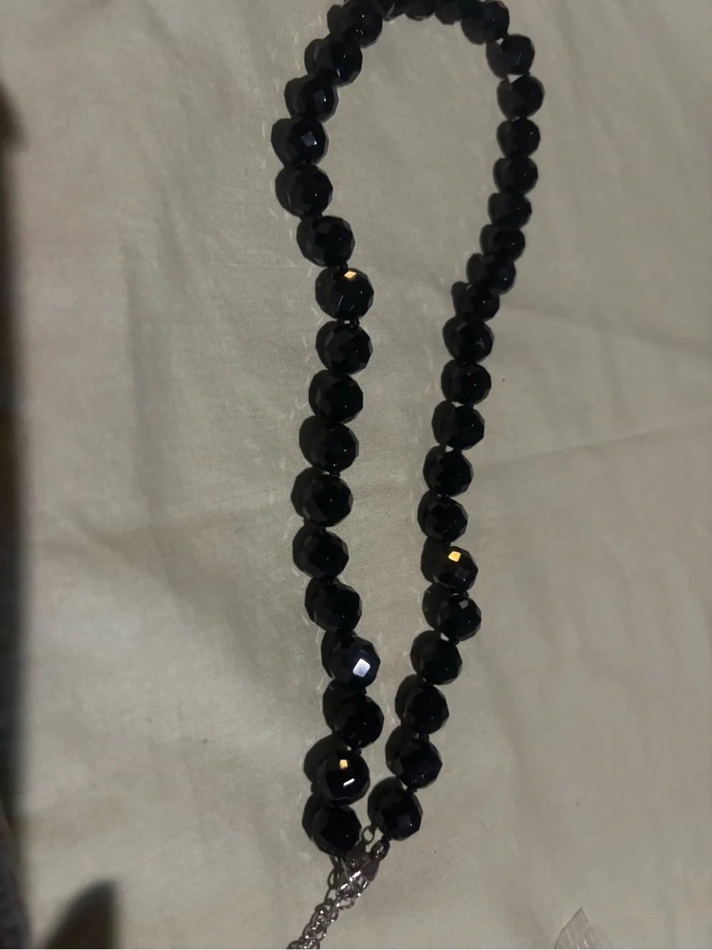 Faceted Black Bead Necklace for Women